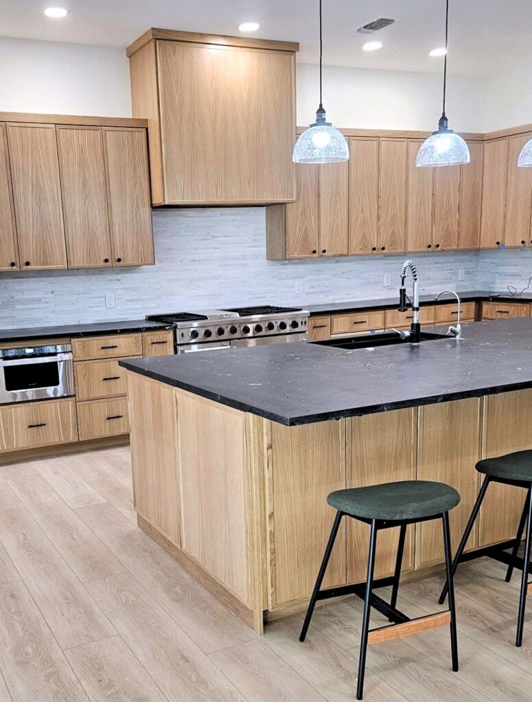 modern kitchen remodel in Austin with bold backsplash